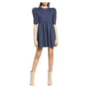 Treasure & Bond Navy Puff Sleeve Dress